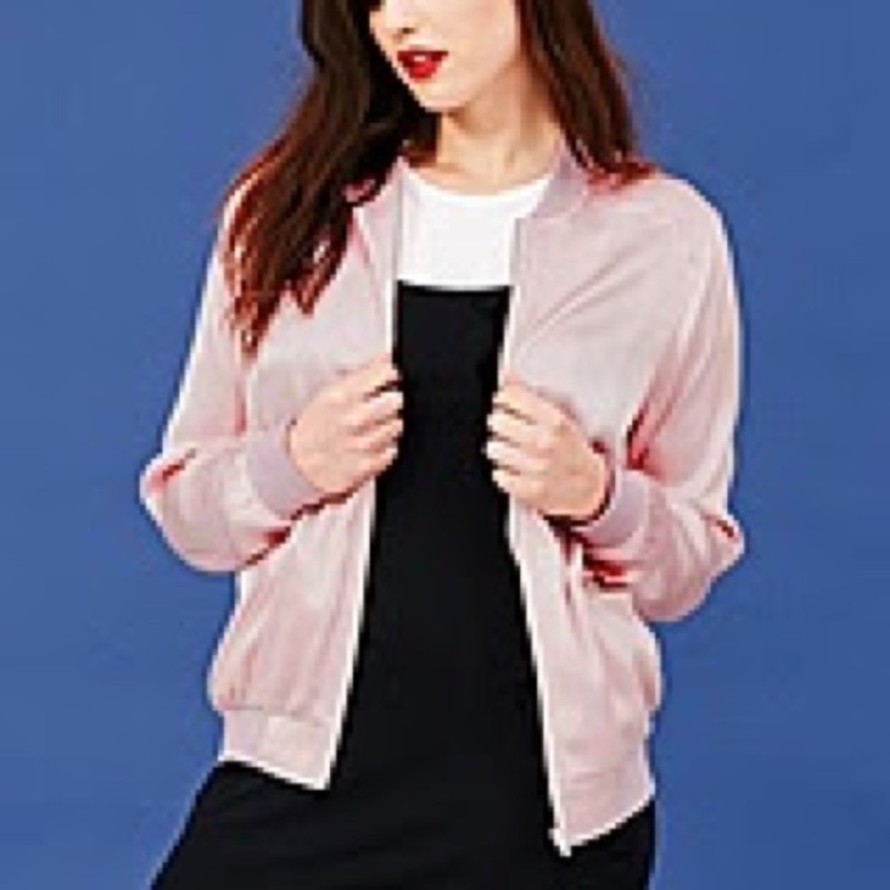 Pink satin bomber jacket